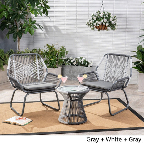 Idaho Outdoor 3 Piece Woven Chat Set by Christopher Knight Home