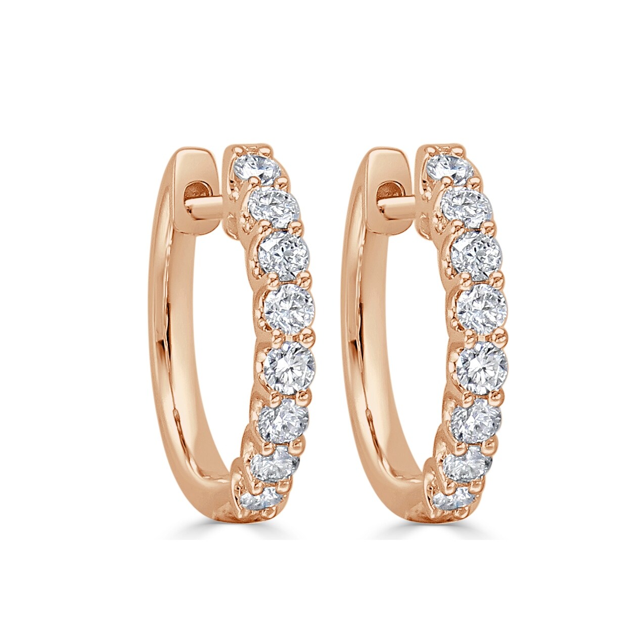 Joelle Diamond Round Hoop Earrings 14k Gold 2/5ct TDW Gifts for Her ...