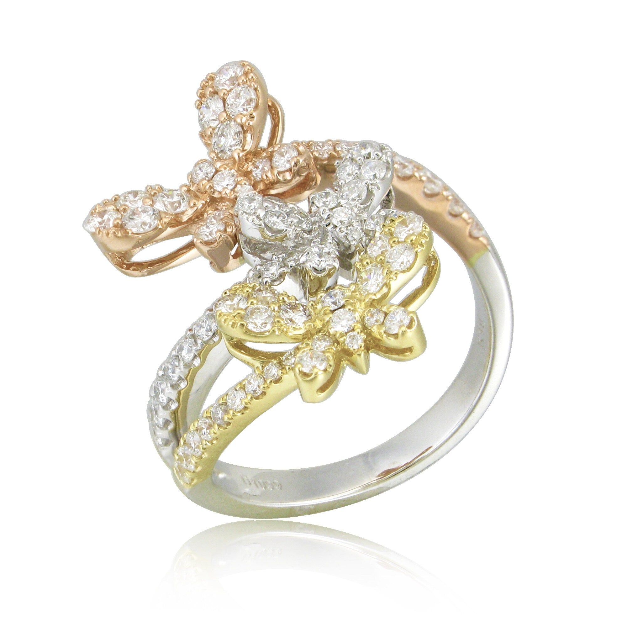 Joelle Diamond Butterfly Crossover Ring for Her 18K Gold 1.06 Cttw. Si ...