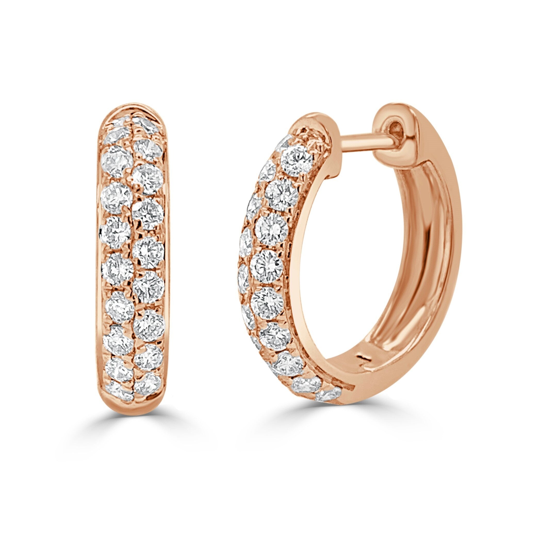 Joelle Pave Diamond Hoops for Her 0.65 ct.TDW Hoop Earrings 14k Gold W ...