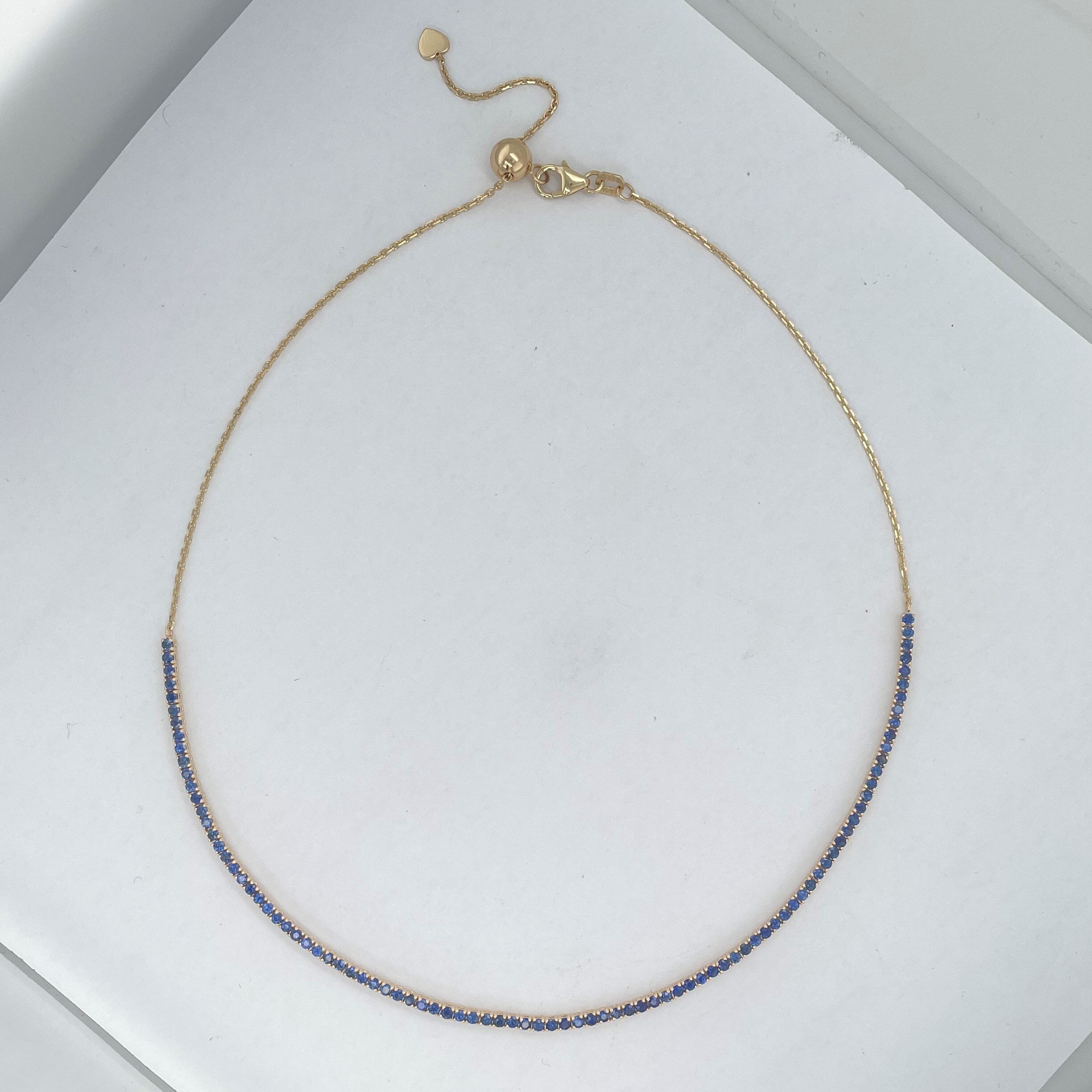Joelle Sapphire 2.62ct Line Choker Necklace 14K Yellow Gold for Her Ad ...