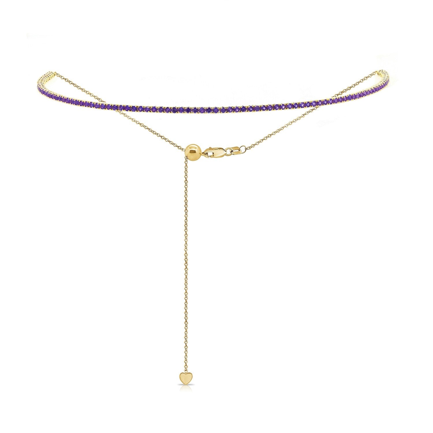 Joelle Sapphire 2.62ct Line Choker Necklace 14K Yellow Gold for Her Ad ...