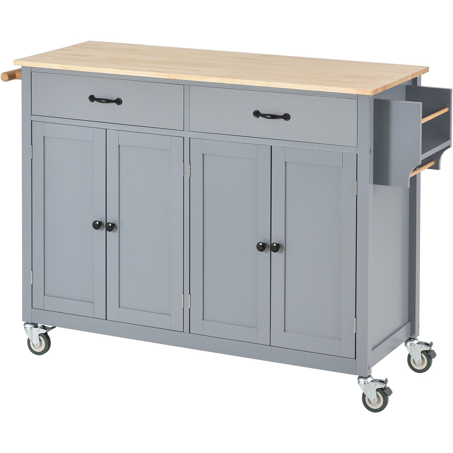 Kitchen Island Cart with Solid Wood Top and Locking Wheels – Overstock