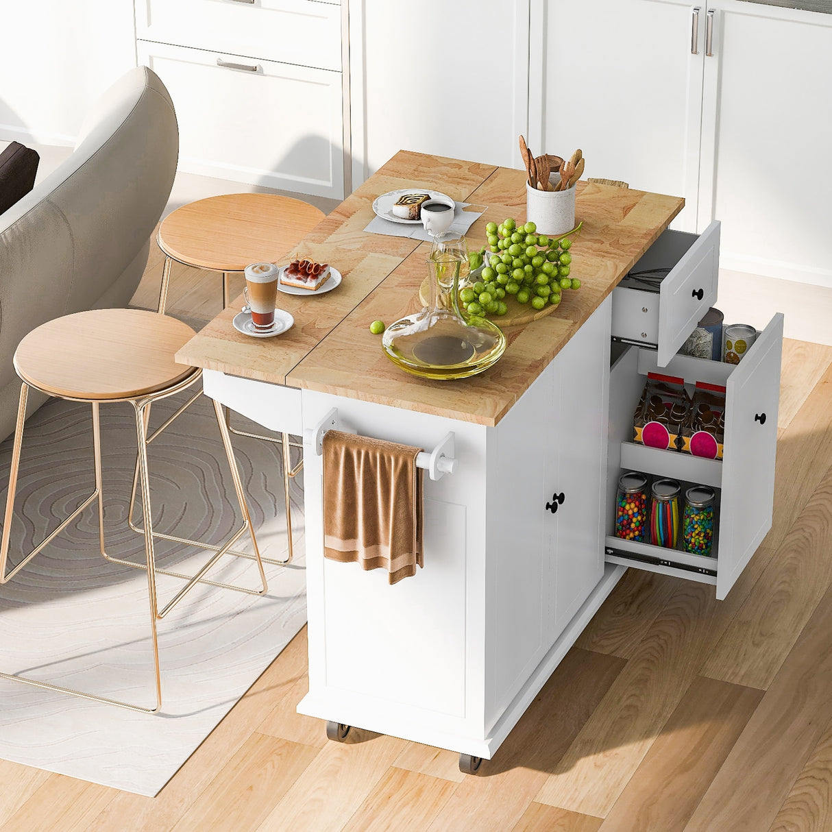 Kitchen Island with Drop Leaf