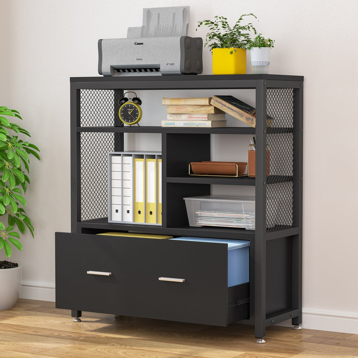 Filing Counter Lateral File Cabinet with Drawer, Filing Cabinet Letter Size, Printer ...