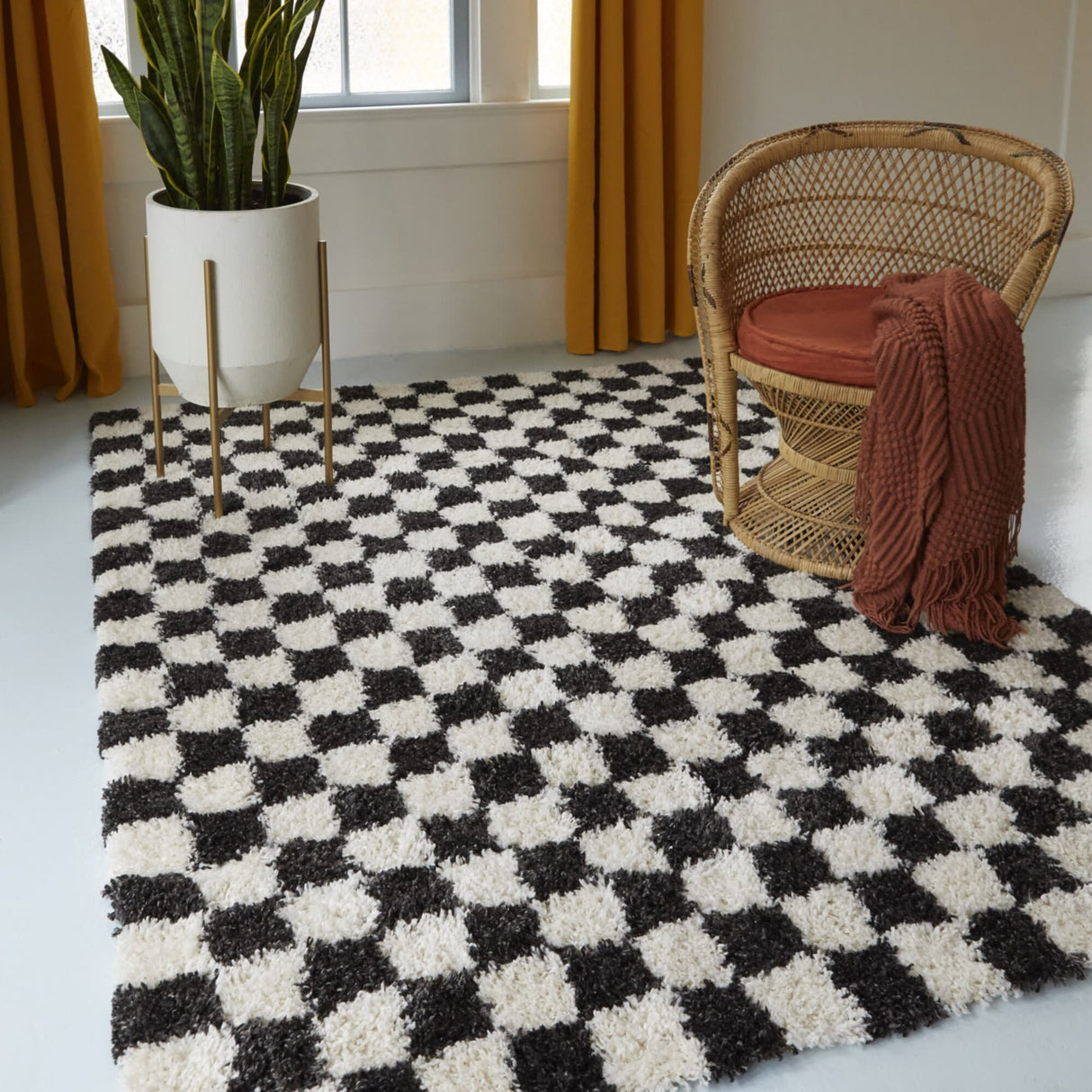 Mackie Checkered Shag Area Rug