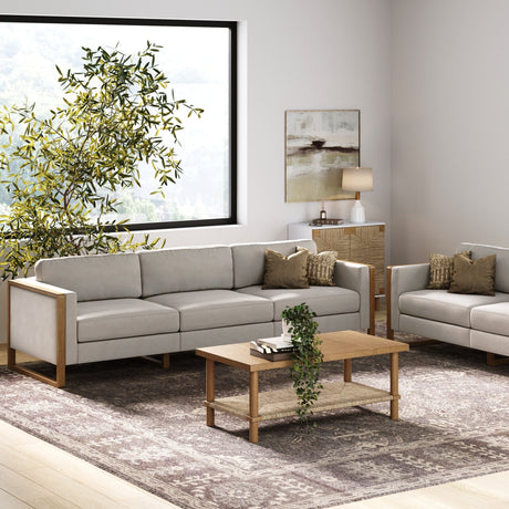 Madison Modern 3-Seater Sofa, Upholstered Modular Sofa or Couch for Living Room with Solid Wood Legs