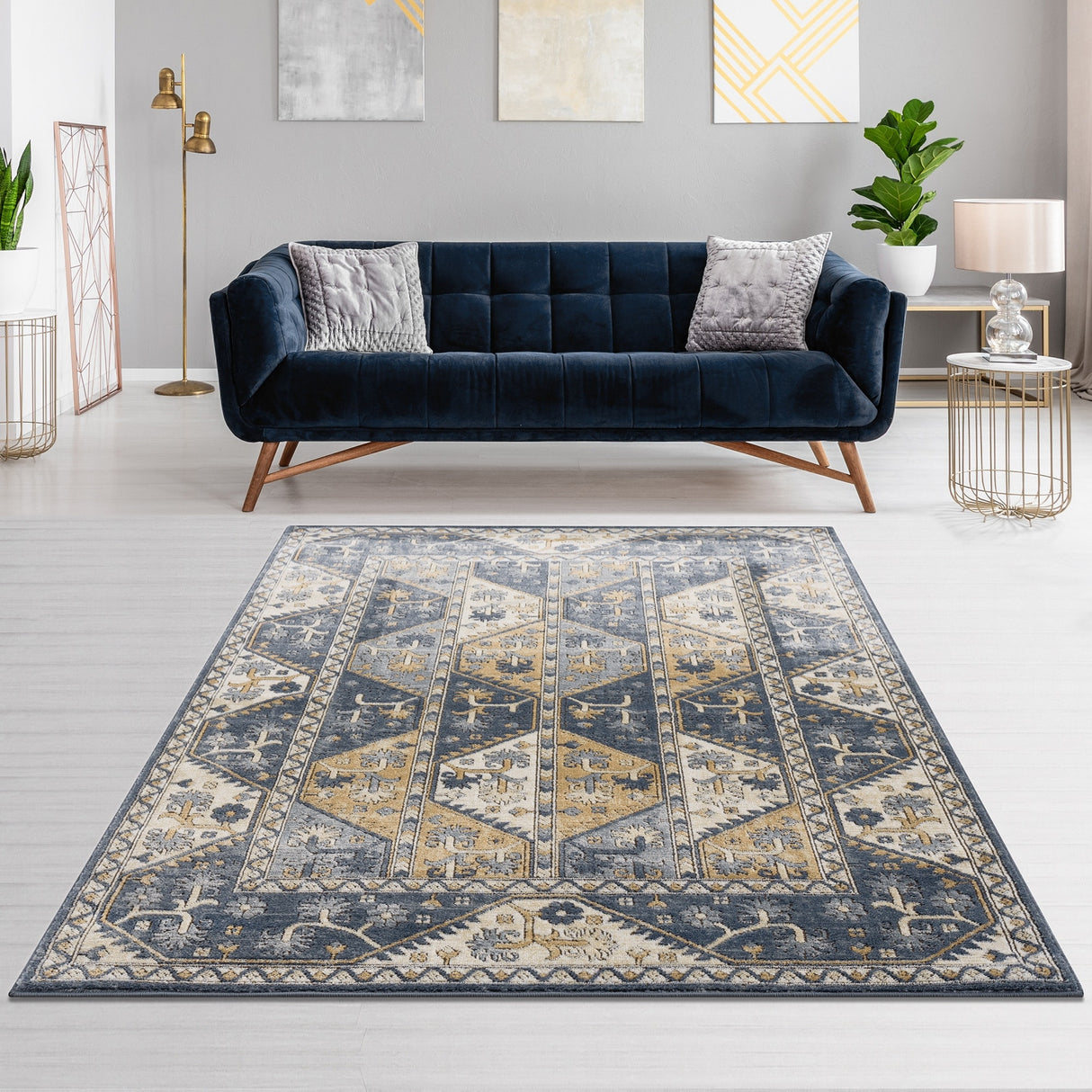 Madison Park Mila Tiled Border Area Rug