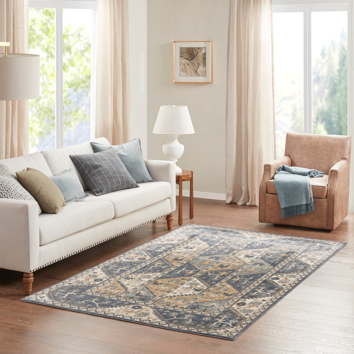 Madison Park Mila Tiled Border Area Rug