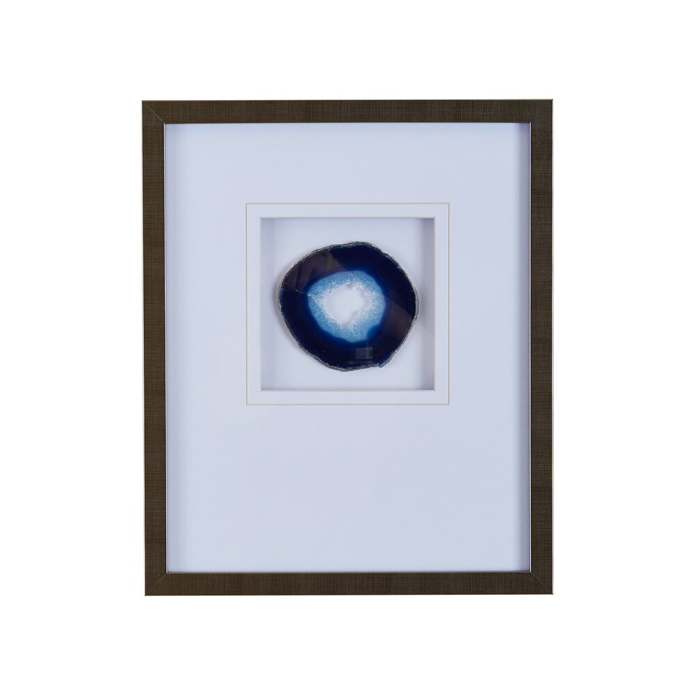 Madison Park Natural Agate Blue Real Stone Framed Glass and Double Matted Wall Art