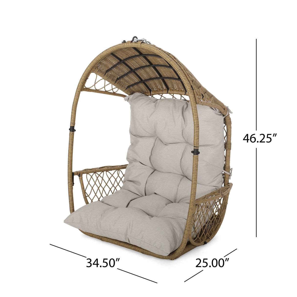 Malia Outdoor/Indoor Wicker Hanging Chair with Cushion (Stand Not Included) by Christopher Knight Home