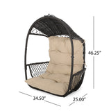 Malia Outdoor/Indoor Wicker Hanging Chair with Cushion (Stand Not Included) by Christopher Knight Home