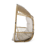 Malia Outdoor/Indoor Wicker Hanging Chair with Cushion (Stand Not Included) by Christopher Knight Home