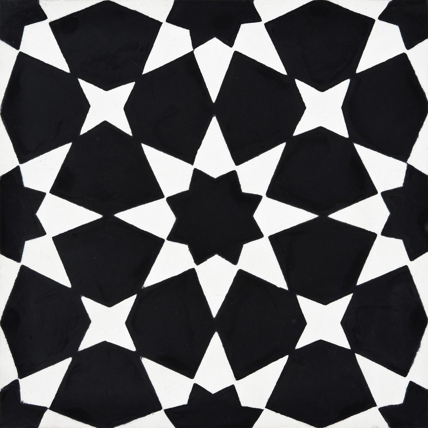 Medina Handmade Cement Tile, 8x8, Black-White , Set of 12 ( Morocco ...