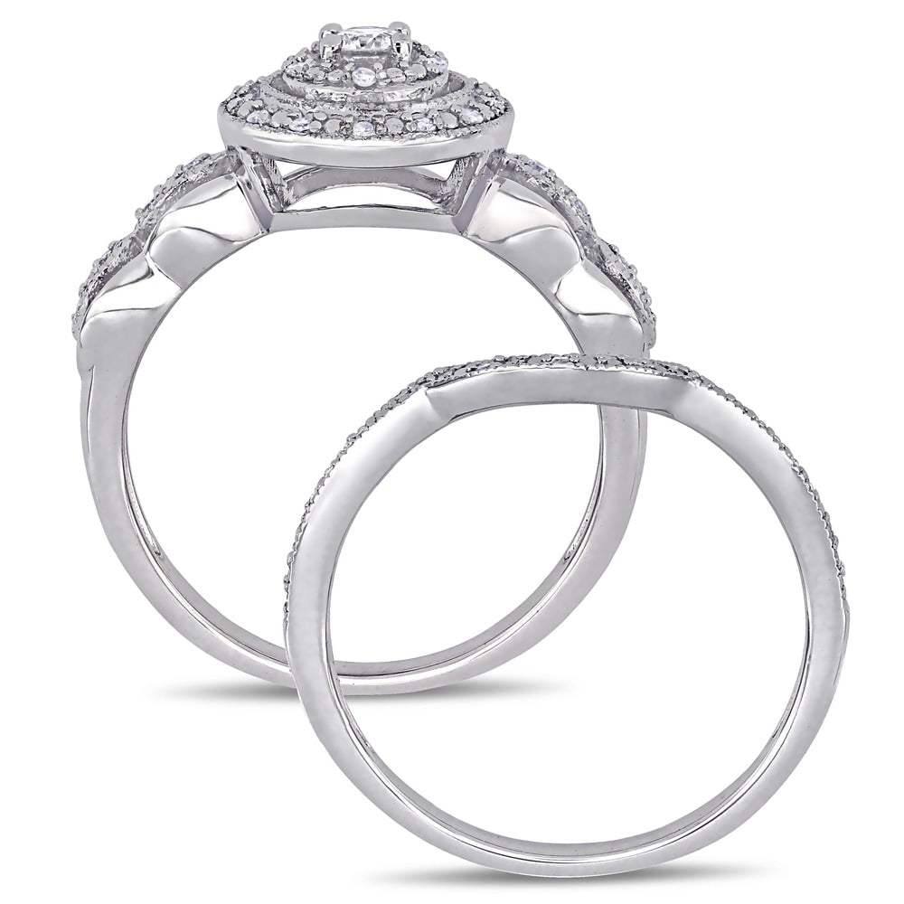 1/4ct TDW Diamond Infinity Halo Bridal Set in 10k White Gold by Miadora