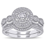 1/4ct TDW Diamond Infinity Halo Bridal Set in 10k White Gold by Miadora