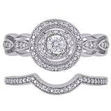 1/4ct TDW Diamond Infinity Halo Bridal Set in 10k White Gold by Miadora