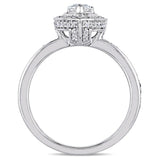 Miadora 14k White Gold 5/8ct TDW Pear and Round-Cut Diamond Halo Engagement Ring