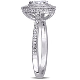 Miadora 14k White Gold 5/8ct TDW Pear and Round-Cut Diamond Halo Engagement Ring