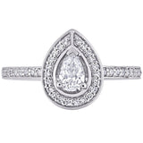 Miadora 14k White Gold 5/8ct TDW Pear and Round-Cut Diamond Halo Engagement Ring