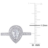 Miadora 14k White Gold 5/8ct TDW Pear and Round-Cut Diamond Halo Engagement Ring