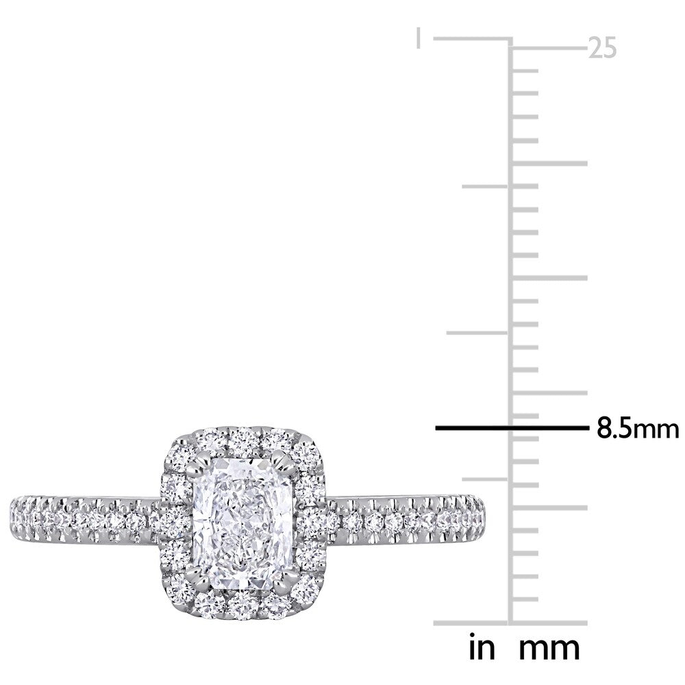 Miadora 14k White Gold 7/8ct TDW Diamond Halo Engagement Ring