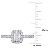 Miadora 14k White Gold 7/8ct TDW Diamond Halo Engagement Ring