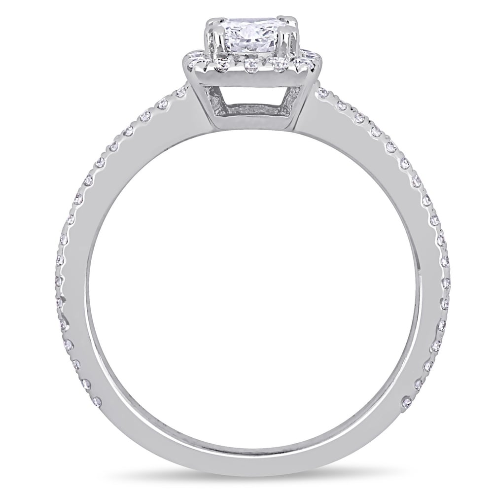 Miadora 14k White Gold 7/8ct TDW Diamond Halo Engagement Ring