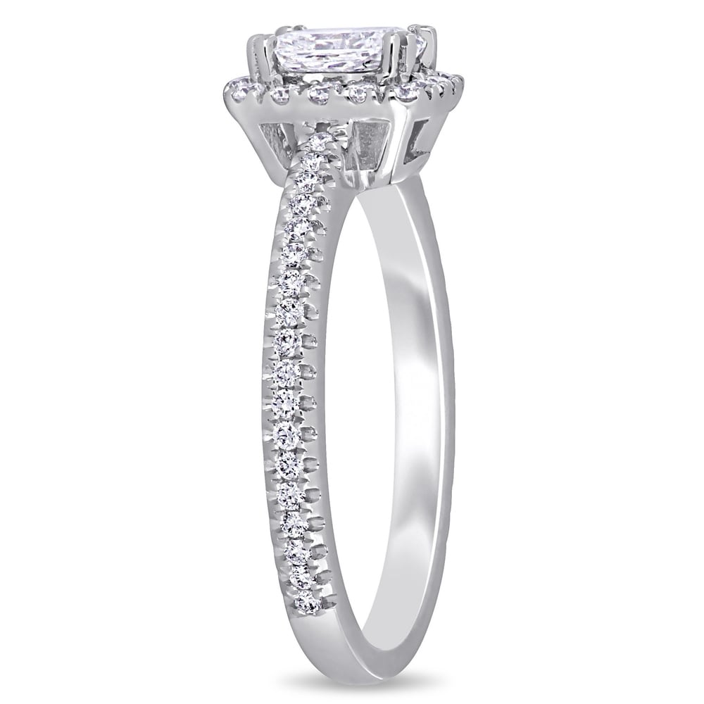 Miadora 14k White Gold 7/8ct TDW Diamond Halo Engagement Ring