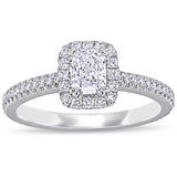 Miadora 14k White Gold 7/8ct TDW Diamond Halo Engagement Ring