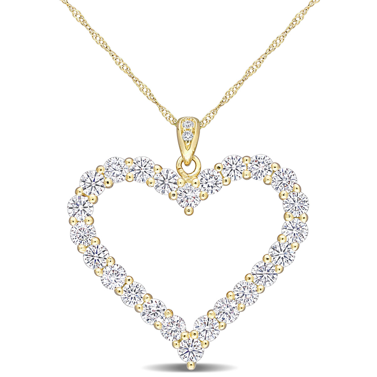 Miadora 2 2/5ct TGW Created Moissanite Heart Necklace in Yellow Plated Sterling Silver