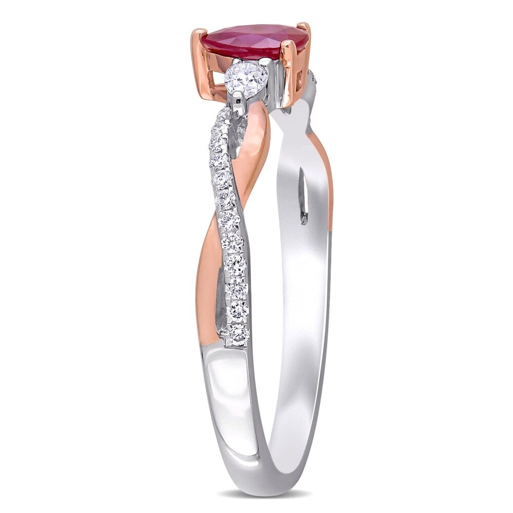 Miadora 2-Tone 14k White and Rose Gold Ruby and Diamond Infinity Engagement Ring