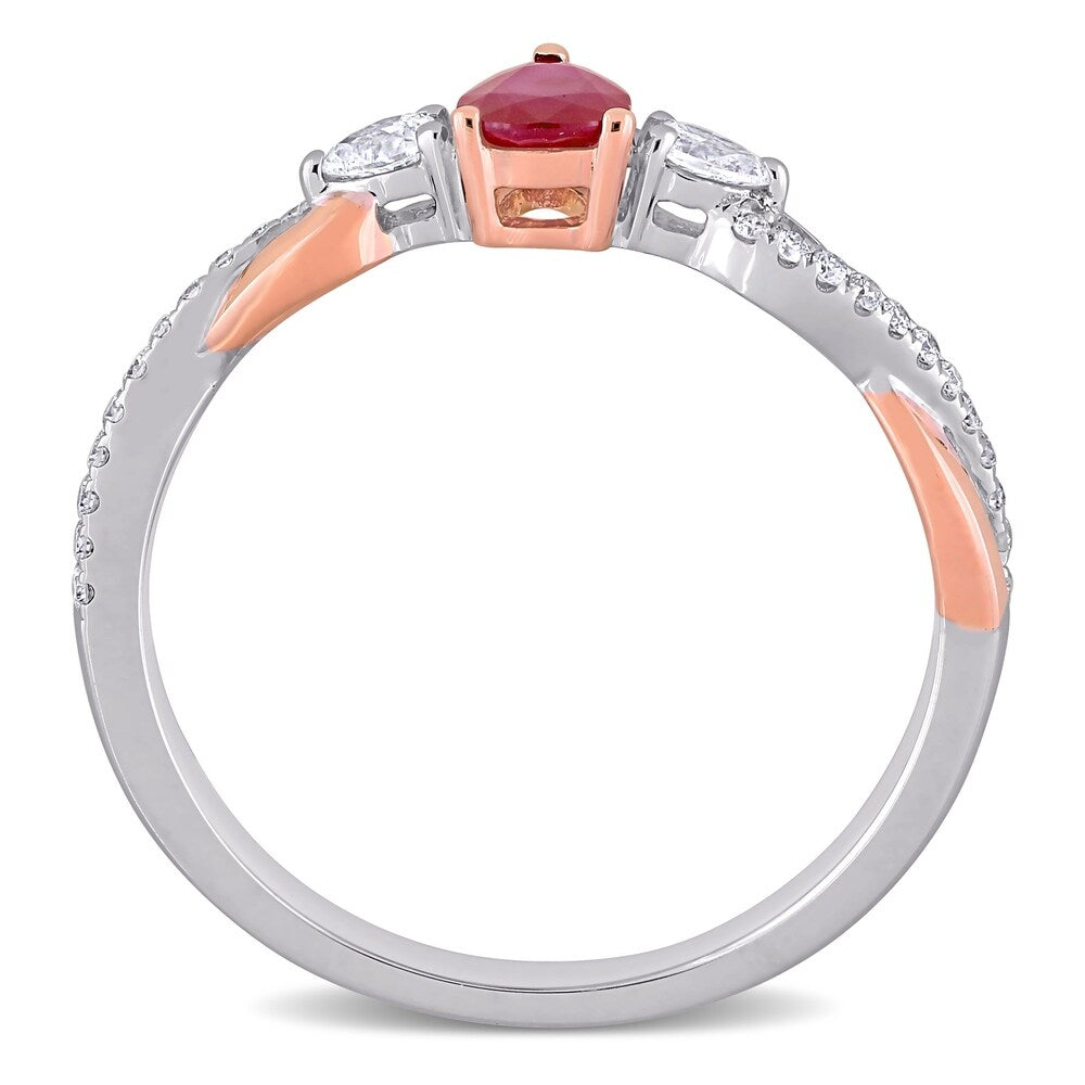 Miadora 2-Tone 14k White and Rose Gold Ruby and Diamond Infinity Engagement Ring