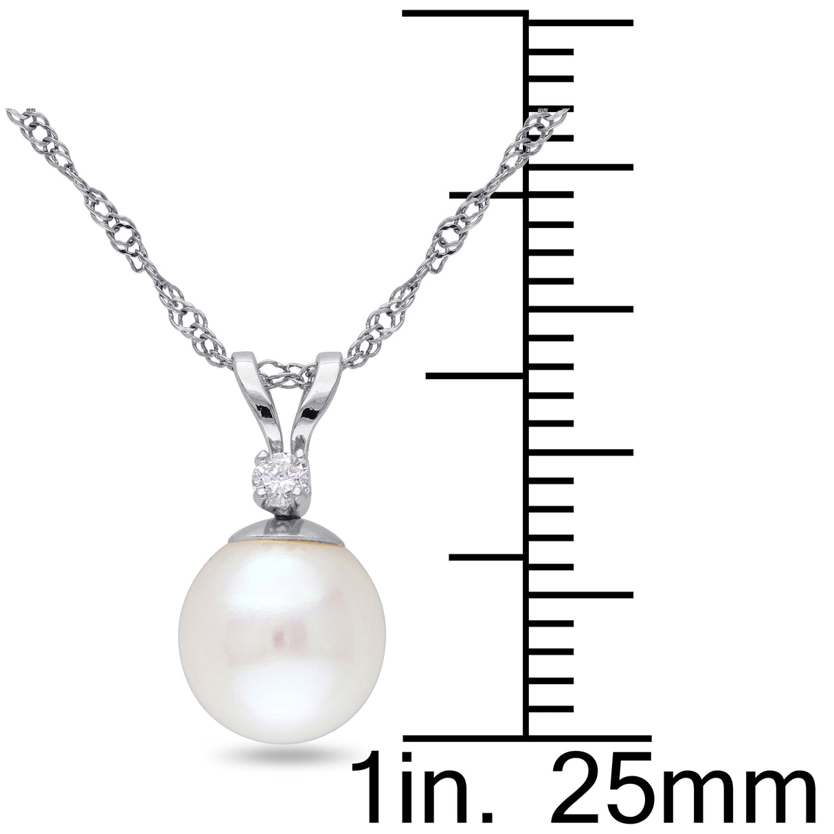 Miadora 7-7.5mm Cultured Freshwater Pearl and Diamond Accent 14k White Gold