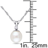 Miadora 7-7.5mm Cultured Freshwater Pearl and Diamond Accent 14k White Gold