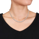 Miadora Created White Sapphire Classic Tennis Necklace in Yellow Plated Sterling Silver