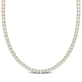 Miadora Created White Sapphire Classic Tennis Necklace in Yellow Plated Sterling Silver