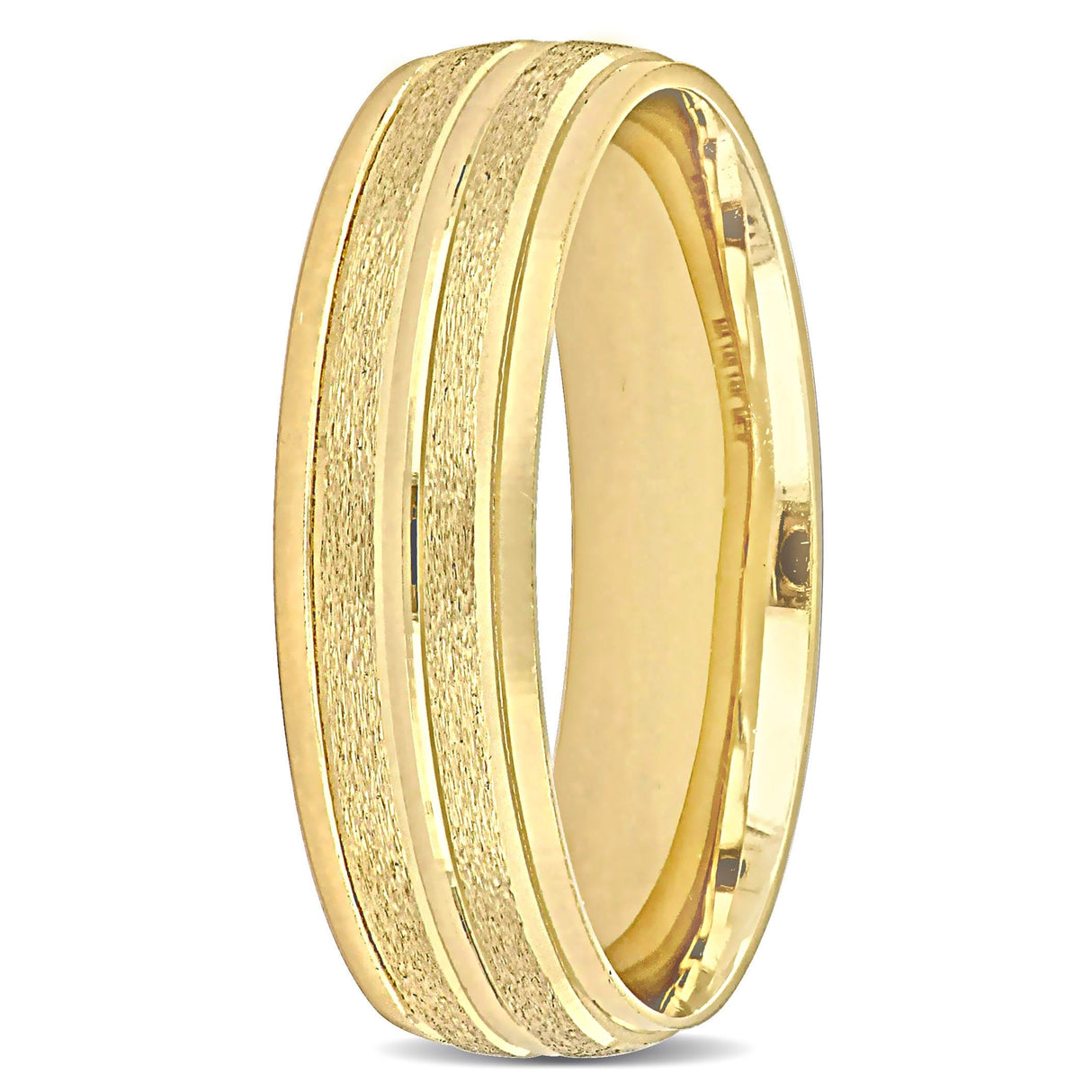 Miadora Mens 6 mm Double Row Textured Wedding Band in 14k Yellow Gold