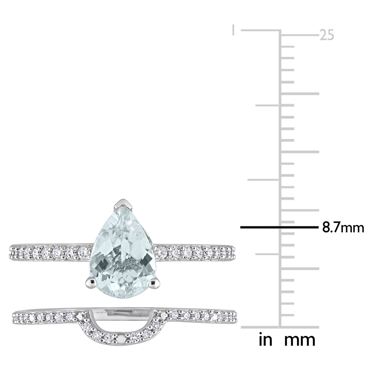 Miadora Pear-cut Aquamarine and 1/4ct TDW Diamond Teardrop Bridal Ring Set in 14k White Gold