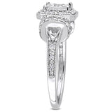 Miadora Sterling Silver 1/5ct TDW Diamond Square Halo Engagement Ring - White