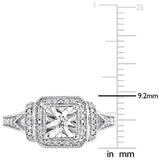 Miadora Sterling Silver 1/5ct TDW Diamond Square Halo Engagement Ring - White