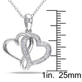 Miadora Sterling Silver 1/ 6ct TDW Diamond Double Heart Necklace