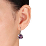 Miadora Sterling Silver Amethyst and Diamond Accent Dangle Earrings