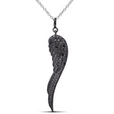 Miadora Sterling Silver Black Diamond Angel Wing Necklace