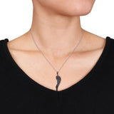 Miadora Sterling Silver Black Diamond Angel Wing Necklace