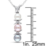 Miadora Sterling Silver Cultured Freshwater Pearl and Diamond Accent Drop Necklace (4.5-6 mm)