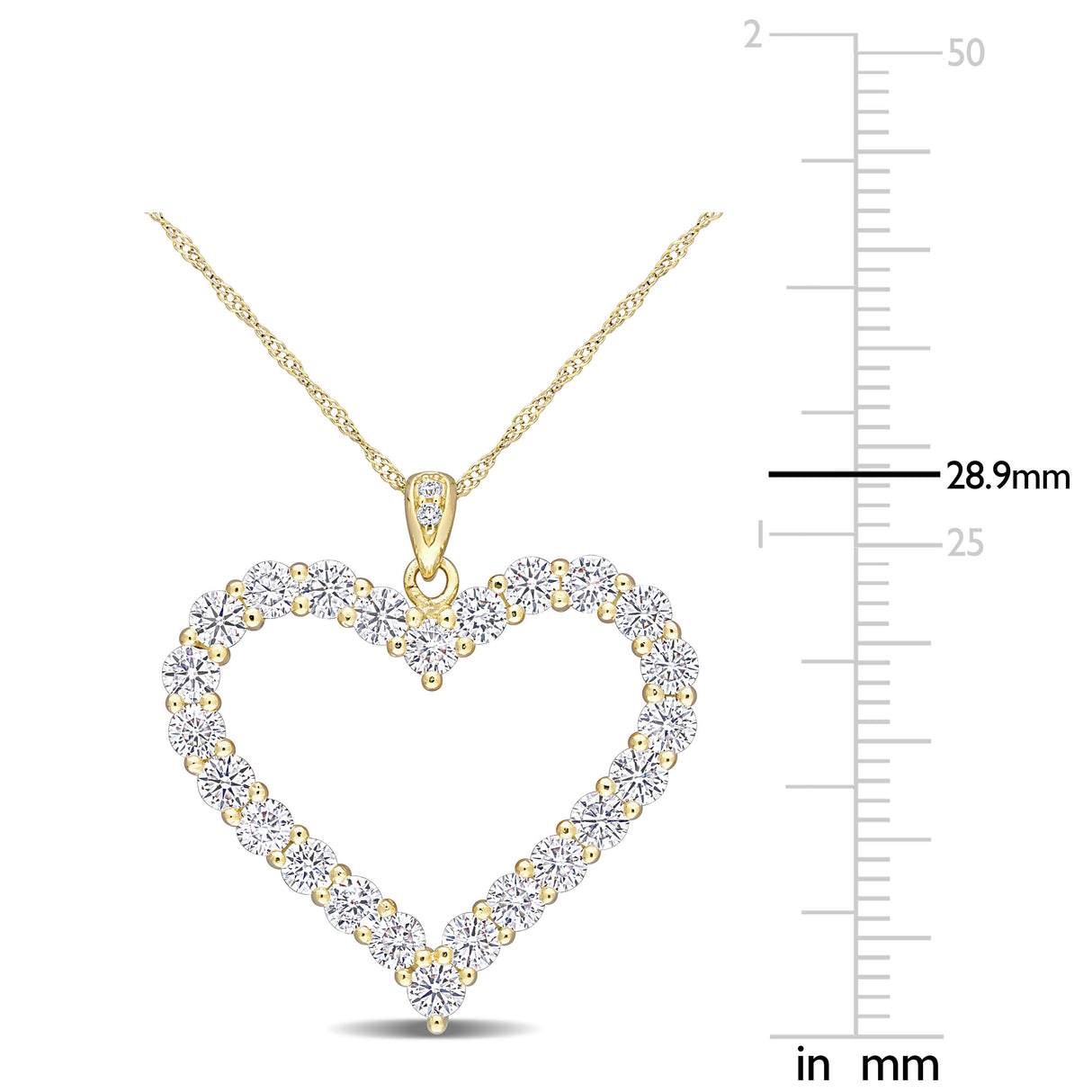 Miadora 2 2/5ct TGW Created Moissanite Heart Necklace in Yellow Plated Sterling Silver