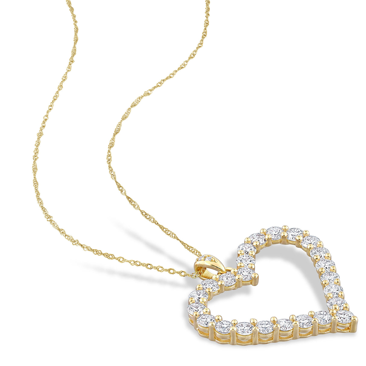 Miadora 2 2/5ct TGW Created Moissanite Heart Necklace in Yellow Plated Sterling Silver