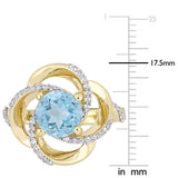 Miadora Yellow Plated Sterling Silver Sky-Blue and White Topaz Swirl Halo Ring