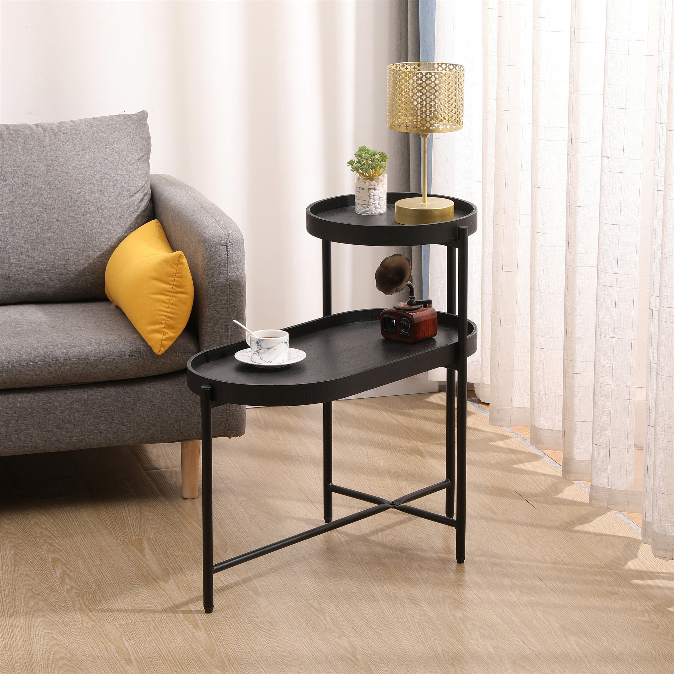 Modern Metal Frame 2 Tier Side Table for Living Room – Overstock